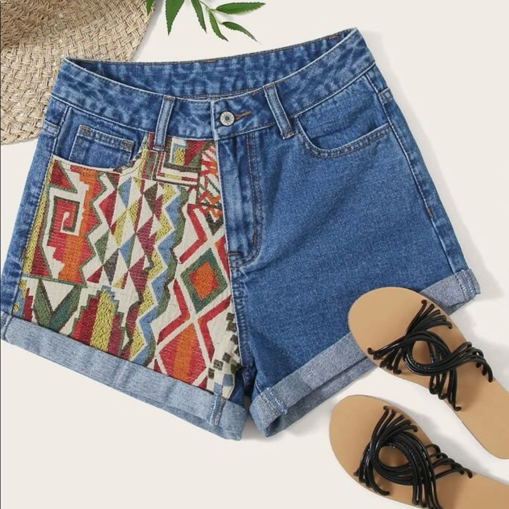 Tribal jean shorts
